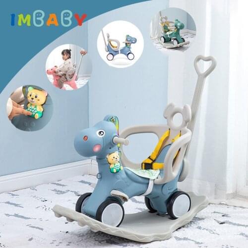 IMBABY Kid Music Rocking Horse Children Rocking Chair Sliding Cart Infant Multi-Function Rocking Chair Equestrian Ride On Toys