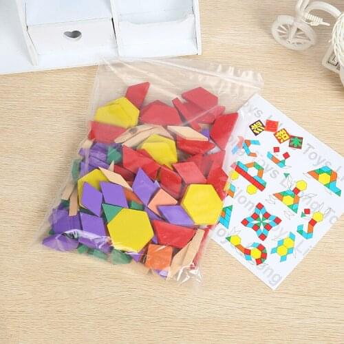 Childrens educational toys 125 pieces of building blocks baby tangram geometric intelligence board childrens wooden puzzle