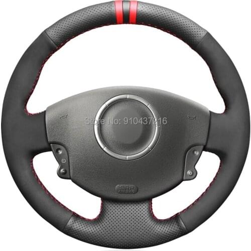 For Renault Megane 2 Scenic 2 2003-2009 Kangoo 2008-2012 Black Perforated Suede Leather Hand sewing Steering Wheel Wrap Cover