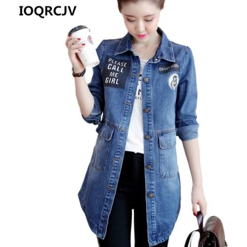 Denim Jacket For Women 2019 Spring and Autumn Korean Pockets Buttons Long Sleeve Outerwear Ladies Casual Coat Large Size R237