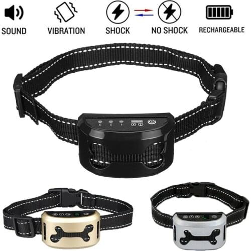 Intelligent Dog Anti Bark Collar Ultrasonic Rechargeable Training Collars Waterproof Vibration Dog Stop Barking Control Bark #W0