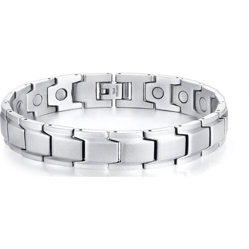 Classic silver color charm cuff bangles stainless steel jewelry mens magnet bracelet