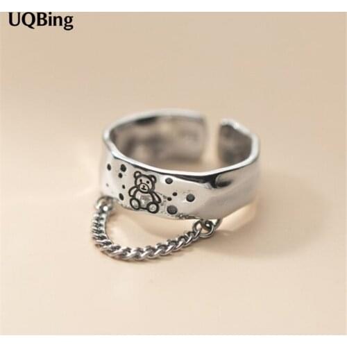 Punk Style Vintage Silver Bear Animal Rings Bijoux Fashion Women Jewelry Gifts