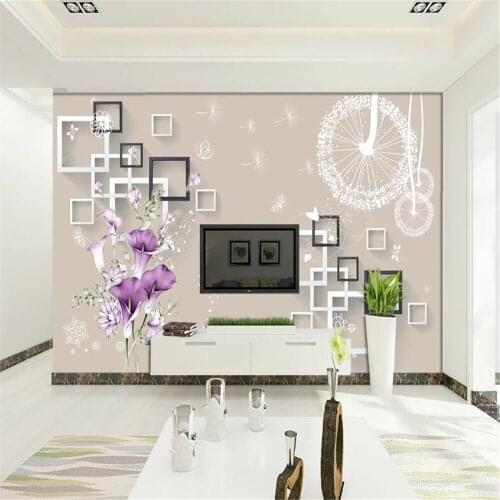 Milofi custom 3D wallpaper fashion dandelion 3D stereo frame simple flower TV background wall large wallpaper mural