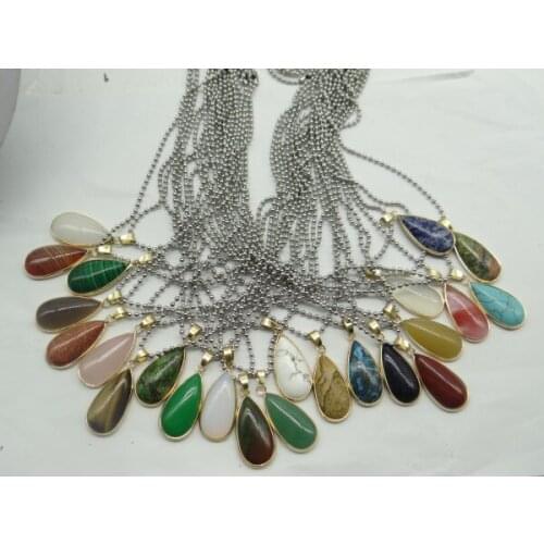 Natural Stone tiger eye aventurine lapis Opal Quartz Crystal Water drop Charm penant for diy jewelry making necklaces1pcs A29