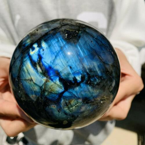 Natural rainbow pull feldspar sphere quartz crystal ball gem healing