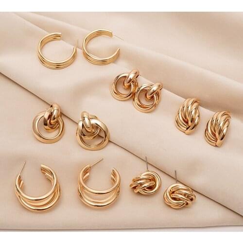 New Bohemian Steel Earrings Fashion Gold Big MetalTwisted Earrings For Women Punk Earrings Trend Jewelry 2021 Gift Accessories