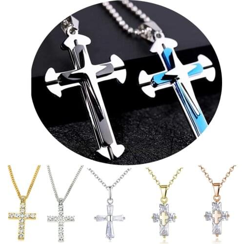 New Crucifix Jewelry Exquisite Bible Hip Hop Alloy Cross Pendant Necklace Iced Out Rhinestone Gold SilverTone Charm Jewelry