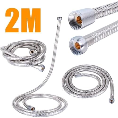 New 2m Flexible Shower Hose Stainless Steel Heater Water Head Pipe Chrome For Shower Head Accessories Bathroom Tools