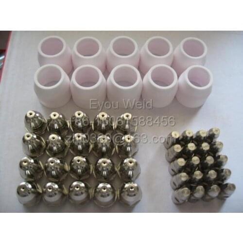 25pcs P80 Consumables For Air Plasma Cutter Cut P80 Cutting Machine Tips&Electrodes&Shield Cups (P-80)