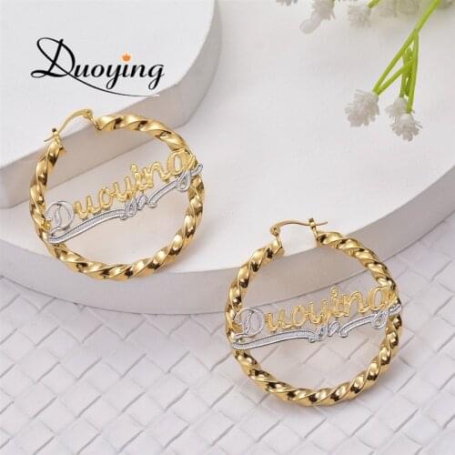 DUOYING Fashion Name Earrings Personalized Custom Earrings Set Copper Classic 2020 Letter Earring For Women Birthday Gift