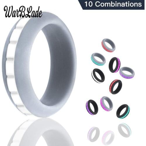 10Color Combinations Silicone Ring For Men Women Can DIY Change Color Hypoallergenic Crossfit Flexible Sports Rubber Finger Ring