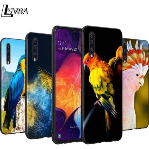 Macaw Parrot Peafowl Bird Back Silicone Phone Case for Samsung Galaxy A90 A80 A70S A60 A50S A40 A20E A20 A10S Soft Black Cover
