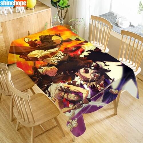 Black Clover Tablecloth Waterproof Fabric Rectangular Dust-proof Table Cover For Party Home Decor TV Covers