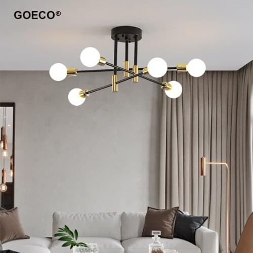 Modern Chandelier Nordic Black Gold Ceiling Lamp Living Room Bedroom Dining Room Kitchen Restaurant Indoor Light Home Decor E27