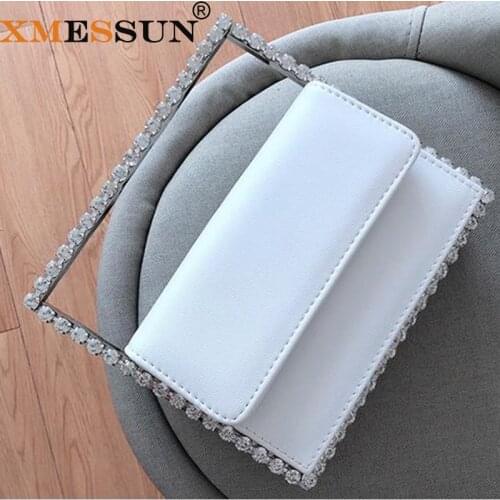 Diamond Small Square Evening Bags for Women 2021 Trendy Chic Colour Rhinestone Metal Handle Dinner Clutch Purses And Handbags