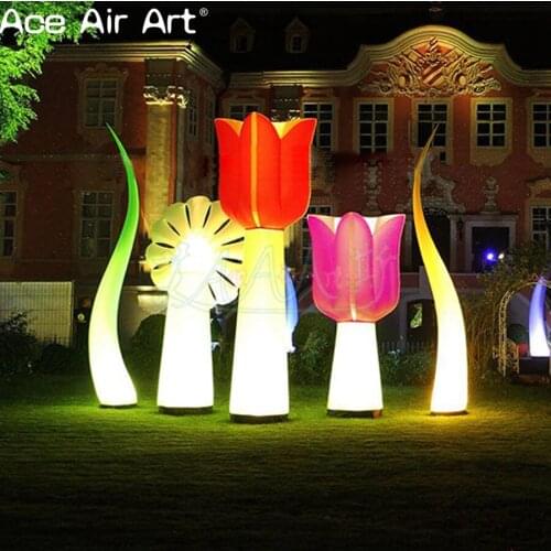 Gaint inflatable lighting flower,glowing inflatable tulips,Plant model for party