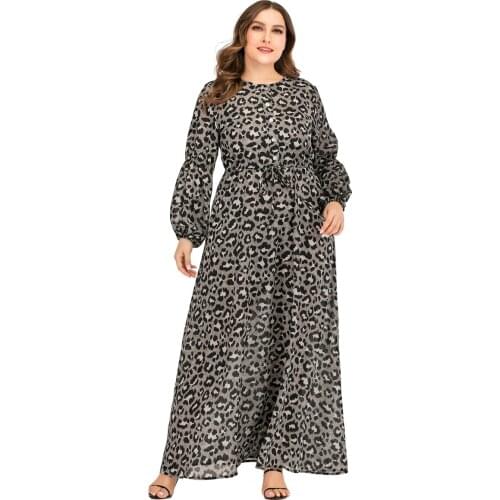 Turkey Muslim Abaya Dress Women Lace-up Leopard Dubai Arabic Vestidos Moroccan Kaftan Robe Longue Femme Hijab Musulman Ensembles