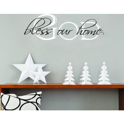 " God Bless Our Home" Quotes Vinyl Wall Sticker Home Living Room Wall Art Decals Decor 2