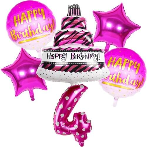 6PCS/set Baby Shower Theme Balloons Kids Birthday Party Decoration Supplies Aluminum Foil Number Balloons kids Favor Gifts Toys