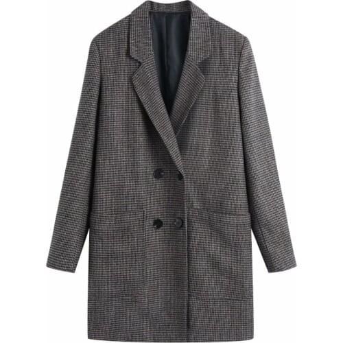 Nice Vintage Woman Loose Basic Plaid Coats Spring Autumn Vogue Ladies Warm Button Outerwear Female Casual Streetwear Jackets