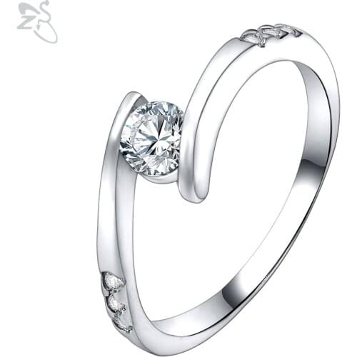 ZS 1 PC Minimalist 925 Sterling Silver Ring For Women Gilrs Luxury Zircon Finger Rings Wedding Engagement Silver Jewelry Gifts