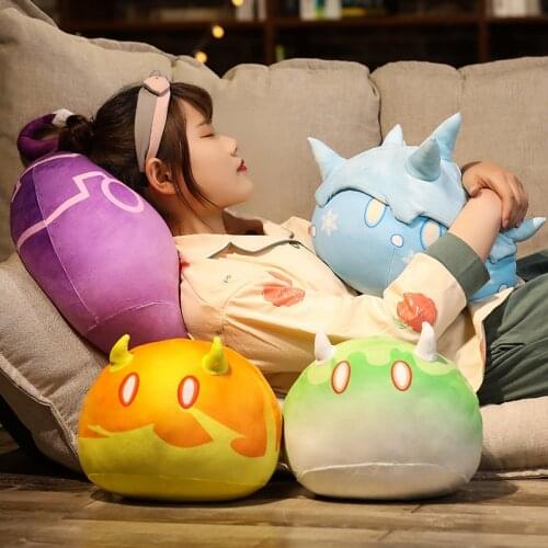 1pc 35/45cm Hot Game Genshin Impact Plush Pillow Slime Plushie Toys Gifts for Kids Genshin Impact Elemental Slime Plush Pillow