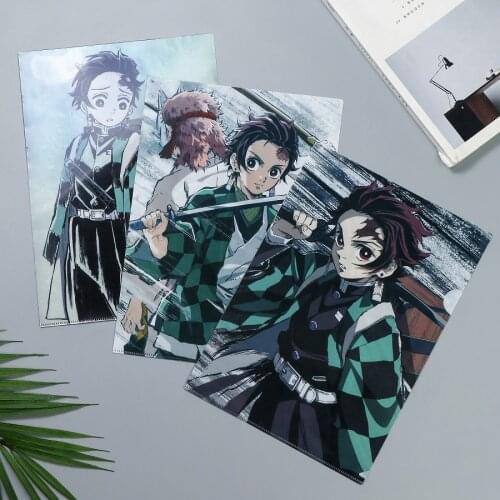10 Pcs/lot Anime Demon Slayer: Kimetsu No Yaiba Paper File Toys Kamado Tanjiro Pvc File Pocket Folder Toy Gifts