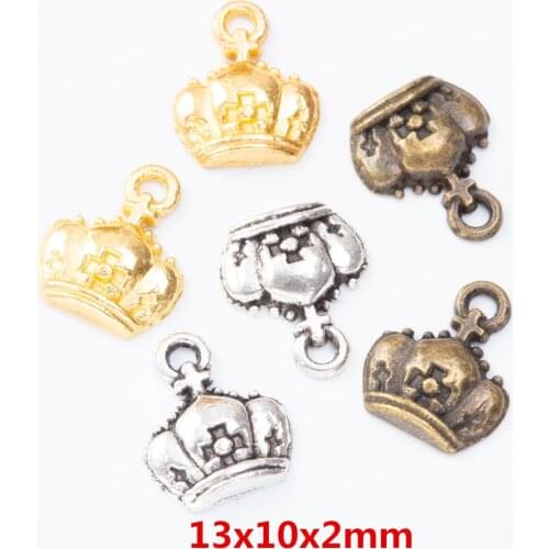 140 pieces of retro metal zinc alloy Crown pendant for DIY handmade jewelry necklace making 7354B
