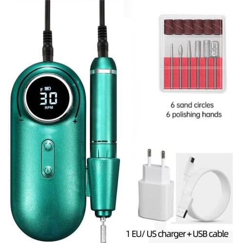 30000RPM Nail Drill Machine Rechargeable Nail File LED Display Nail Tools Manicure Machine Nail Drill Bits Polisher