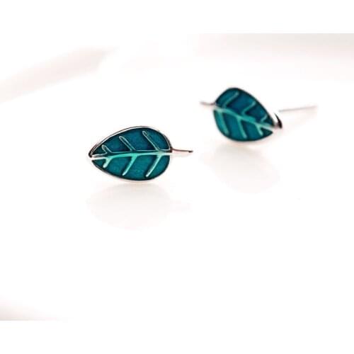 925 Sterling Silver Leaf Stud Earrings For Women Girls Kids Party Pendientes Brincos Prevent Allergy Jewelry eh668