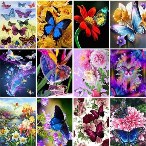 Butterfly DIY 5D Diamond Painting Full Round Resin Mosaic Rhinestone Scenery Diamond Embroidery Cross Stitch Kits Home Decor