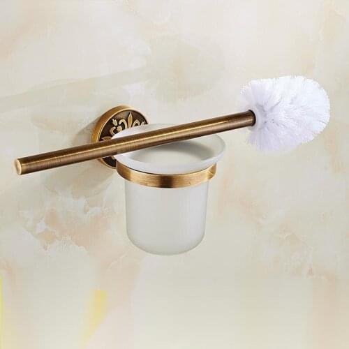 Antique Brass Color Wall Mounted Solid Aluminium Made Anti-Rust Toilet Brush Holder For Bathroom Accessories Set Bath Products