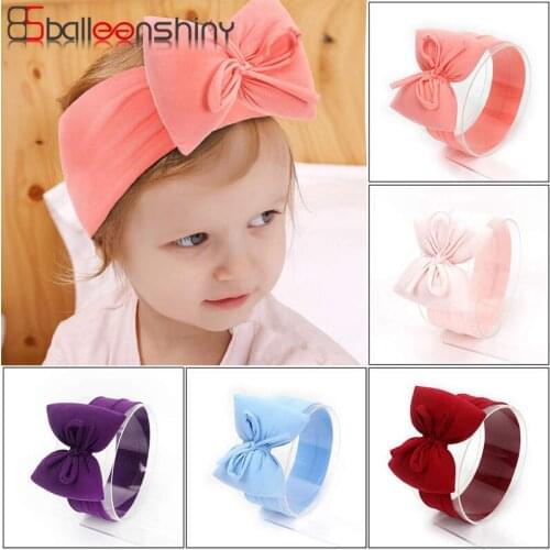 Balleenshiny 2PCS Lovely Princess Baby Headbands Kids Girls Hair Accessories Cotton Big Bow Infant Toddler Hair Band Hearwear