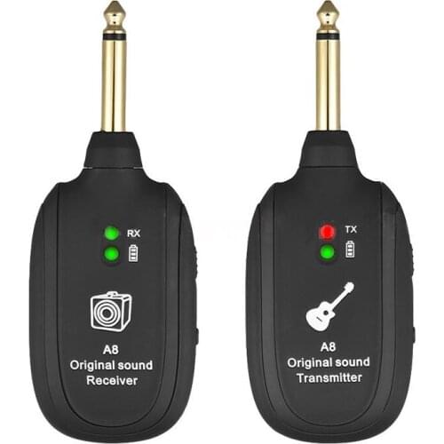 UHF Guitar Wireless System Transmitter Receiver Built-in Rechargeable