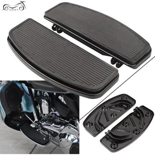 Black Front FootBoards Bottoms & Rubber Inserts For Harley Dyna Touring Tour Glide FLT Softail Road Glide