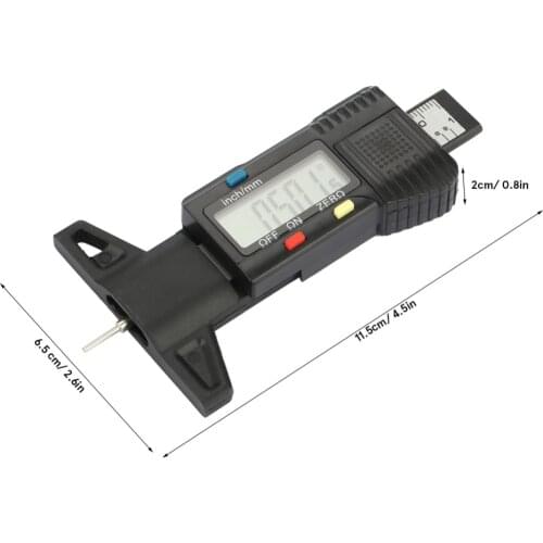 Carbon Fiber Digital Tread Depth Gauge Tire Thread Tester Gauge Measurer With LCD Display