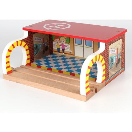 Wooden Railway Scene Track Accessories Compatible with A Small Railway Track Various Scene Puzzle Funny Toys for Children