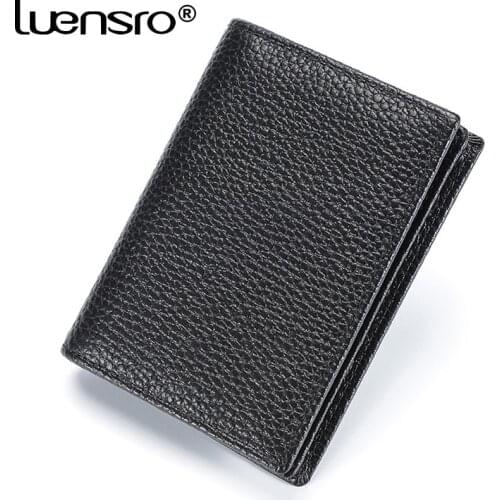 Genuine Leather Mini ID Holders Men Business Credit Card Holder Cow Leather Slim Bank Case Purse Wallet Male Mini Pocket Wallet