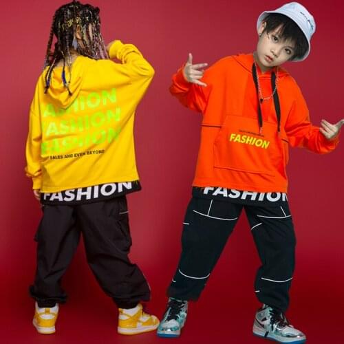 Childrens Hip Hop Clothing Hoodie Tops Black Pants Girls Jazz Dance Performance Wear Sport Hip Hop Boys Stage Costume BL5531