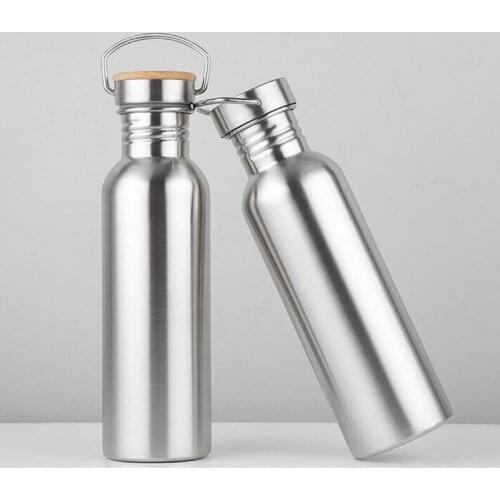 Quevinal 70pcs/lot 750ml Wide Mouth Vacuum Insulated Travel Bottles Bicycle Stainless Steel Water Bottle With Handle