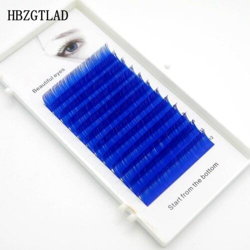 HBZGTLAD New C/D curl 0.070.1mm 8/15mm false lashes Royal blue eyelash individual colored lashes Faux volume eyelash extensions