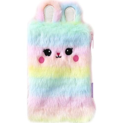 Kawaii Plush Rabbit Bunny Pencil Bag Pen Case Makeup Pouch Coin Purse Storage B95C