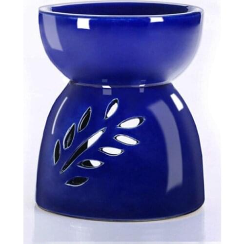 Ceramic Scent Essential Oil Burner Aromatherapy Diffuser Home Decor Big Capacity Bule Color Ceramic Candle Aromatherapy Furnace