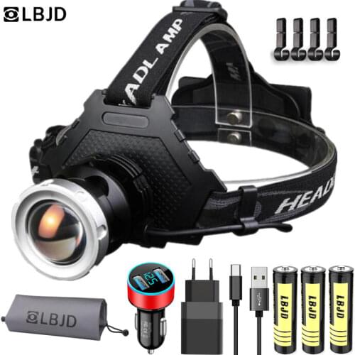 LED Body Motion Sensor Headlamp Lantern XML T6 L2 Zoomable Head Lamp Headlamps 3*18650 Battery Power Bank Function