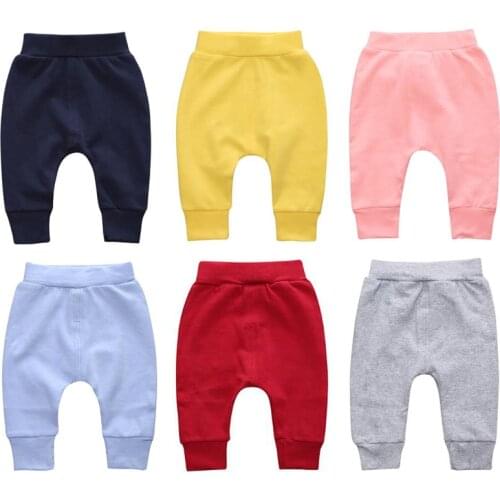2021 Spring Fashion New Toddler Pants Newborn Baby Boys Girls Big PP High Waist Leggings Pure Cotton Breathable Elastic Trousers