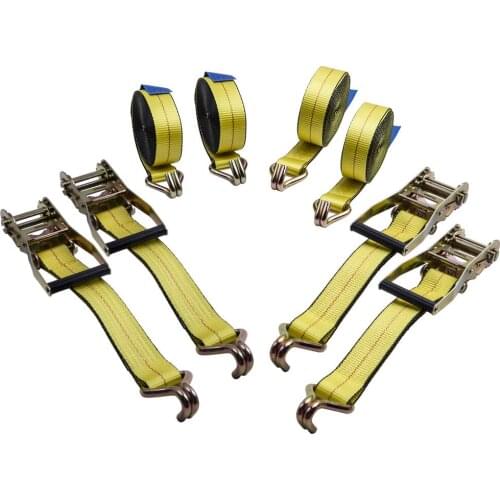 4PCS 27 FT Ratchet Tie Down Strap Heavy Duty 2" Strap 10000 lbs 5T J Hooks Cargo 8Pcs in total