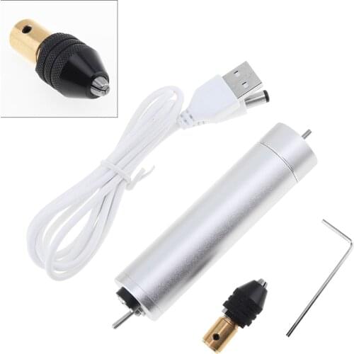 Mini DC 5V-6V 180 Motor Electric Hand Drill USB Rotary Tool 0.4-3.4 Three Jaw Chuck and Hex Wrench for Engraving Polishing Drill