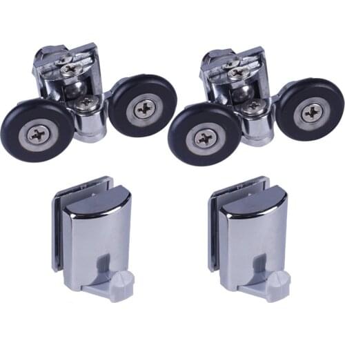 Set of 2 Shower Door Rollers/Runners/ 2 Hooks/Guides 25mm Wheels Diameter904H/106