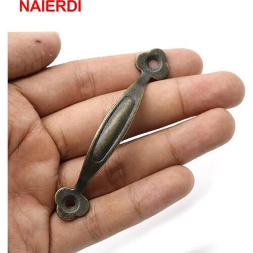 NAIERDI 5PCS Antique Bronze Cabinet Pulls Drawer Door Knobs Jewelry Box Handles Cupboard Wooden Vintage Handles Hardware